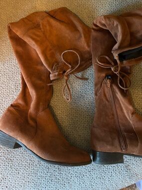 Women's Over the Knee Suede Boots in Brown